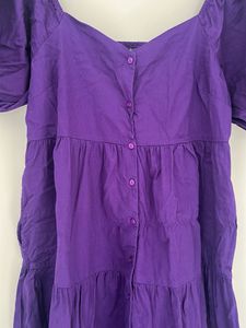 Purple Puff Sleeve Tiered Dress