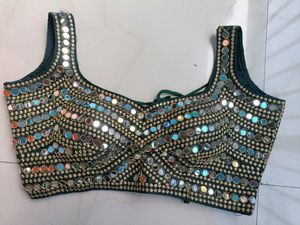 brand new mirror work backless blouse