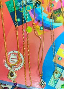 Stylish Gold-Plated Chain Necklaces - Set of 8