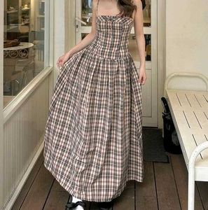y2k Vintage Plaid Spaghetti Strap Dress
