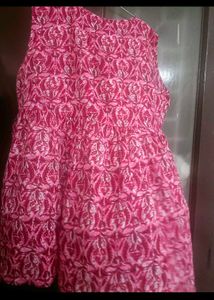 Vibrant Pink Printed Cord set in XL size