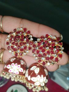 Designer Jhumka Earrings with Stones