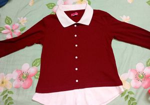 Maroon Collared Long Sleeve Top 👕✨