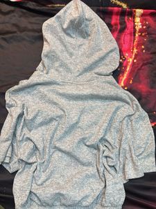Gray Short Sleeve cropped Hoodie