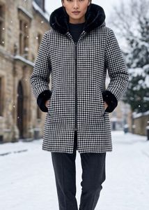 Checked Hooded Fleeced Winter Jacket