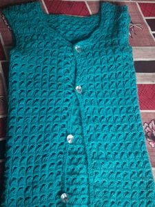 Teal Knitted Sleeveless Cardigan