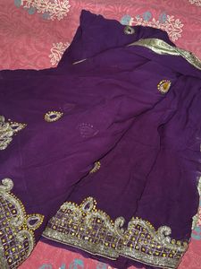 Vintage Embellished Purple Saree