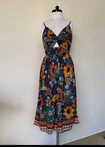 Boho Floral Print Midi Dress
