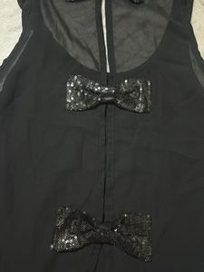 Chic Black ྀིྀིྀིྀིྀིbow Tank Top with Sheer