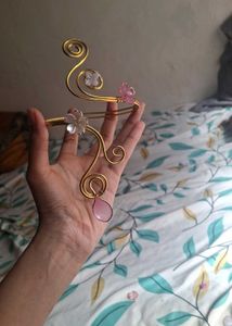 Handmade Boho Gold Arm Cuff with flower beads