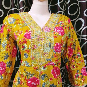 Anarkali Printed Rayon Kurti Set