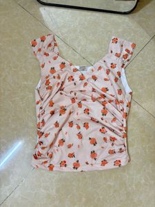 Cute Floral Ruched Tank Top