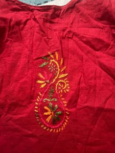 Embroidered Red Kurta