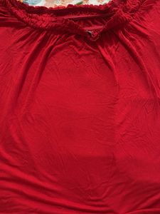 Off-Shoulder Smocked Red Top