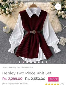 Alamode by akanksha Red Knit Vest With White shirt