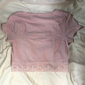 coquette baby pink lace top