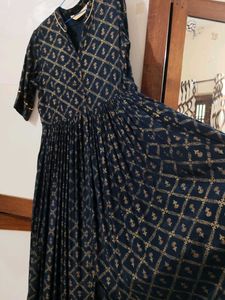 Stylish Navy Blue golden Printed Kurta
