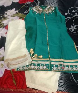 Emerald Green Kurta with Mirror Work