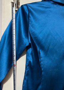 Elegant Teal Satin Shirt