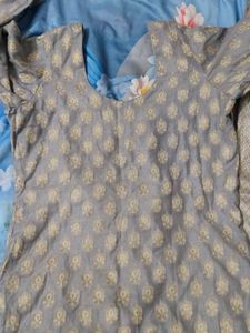 Elegant Grey Kurta Set front back same