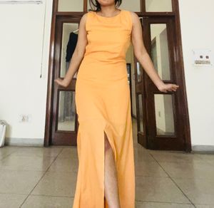 Slit Backless Gown With Lining Miss Chase