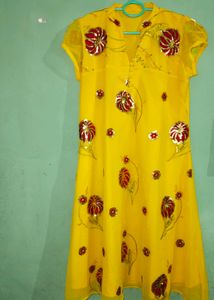 Beautiful Yellow Suit With Flower Design