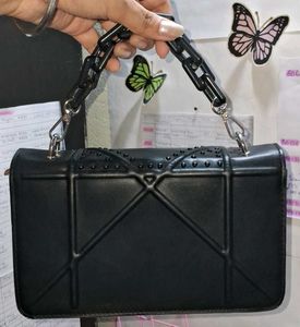 Chic Black Studded Sling Bag