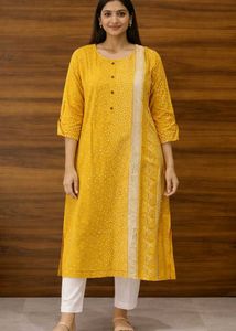 Mustard Yellow Cotton Kurti