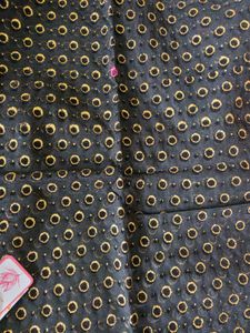 black net with gold circles blouse material