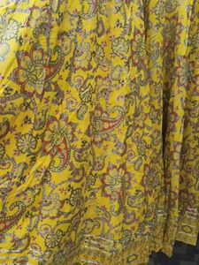 Mustard Yellow Printed Anarkali Kurta with Sequina