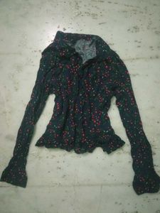 y2k cherry print button up