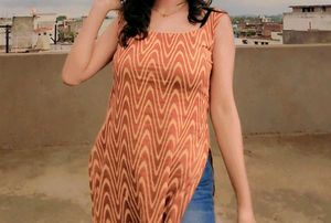 Brown Wave Pattern Kurti