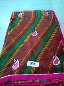 Lehariya Saree With Unstitched Blouse
