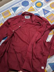 Men's Maroon Button-Down Shirt