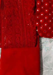 Rust orange material with Sequins and mirror