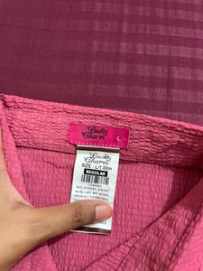 Pink Textured Button-Up Top