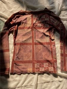 Vintage Pink &amp; Red Print Long Sleeve Top