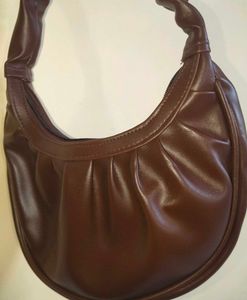 Chic Brown Ruched Shoulder Bag
