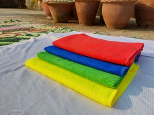 Microfiber Cleaning Towel 280 GSM 4 Pcs Multicolor