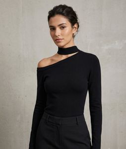 Chic Black Cut-Out Neck Top