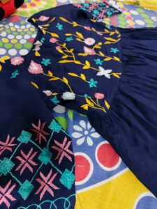 Navy Blue Embroidered Kurta