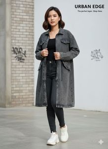 Urban Edge carbon black Denim Trench Coat