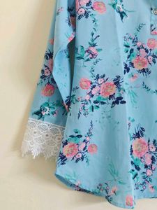 Blue Pink Floral Top