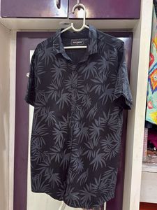 Men's Black Leaf Print Shirt