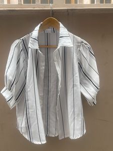 Chic Striped Puff Sleeve Top