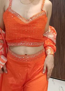 Stylish Orange Indo western set