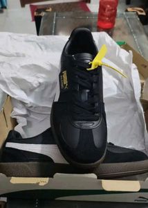 Puma Palermo Unisex Black Leather Sneakers