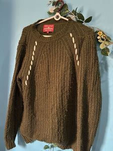 Olive Green Knit oversized pullover