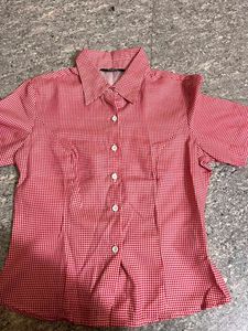 Red Gingham Button-Up Shirt