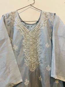 Elegant Grey Embroidered Kurta Set